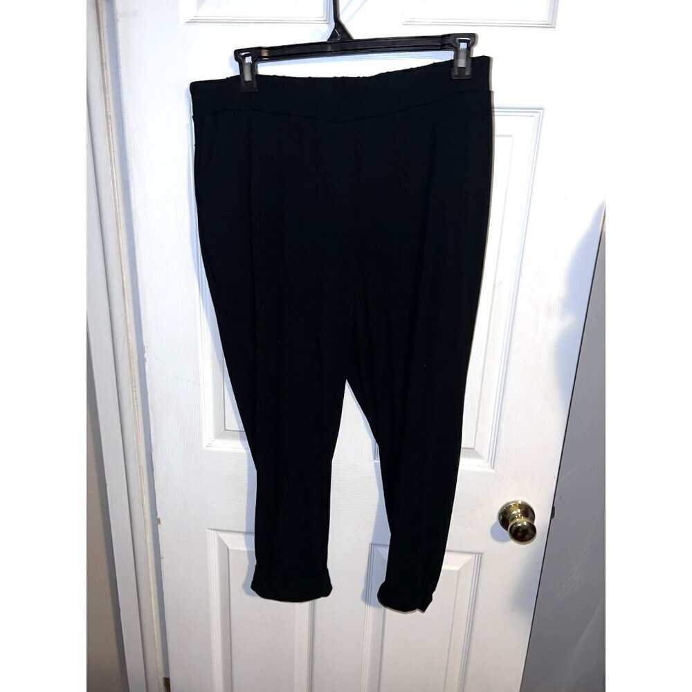 J. JILL Wearever Collection Black Cuffed Leg Stretch Pull On Pants Sz XL Petite